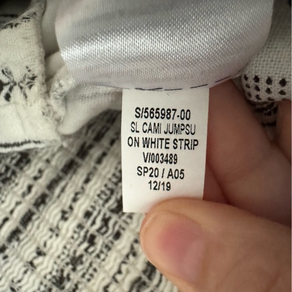 Old Navy Linen Blend Geometric Stripe Cami Wide Leg Cropped Jumpsuit size Medium - Picture 9 of 12